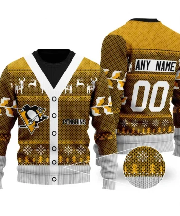 NHL Pittsburgh Penguins | Personalized Name &amp; Number Unisex Sweater For Christmas Season
