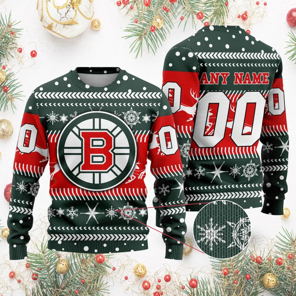 NHL Boston Bruins Personalized Name & Number Unisex Sweater For Christmas Season