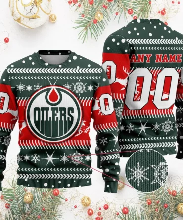 NHL Edmonton Oilers | Personalized Name &amp; Number Unisex Sweater For Christmas Season