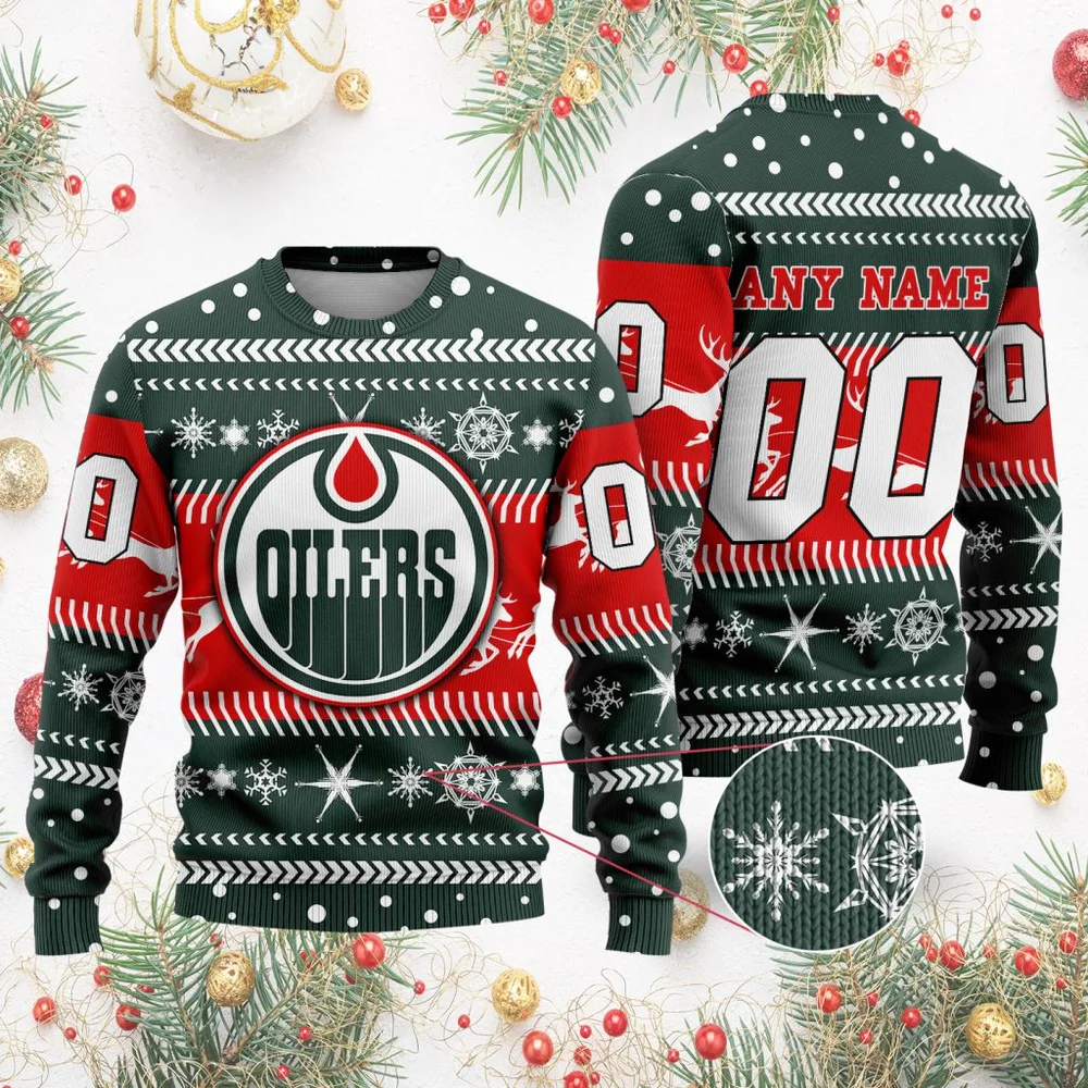 NHL Edmonton Oilers | Personalized Name & Number Unisex Sweater For Christmas Season