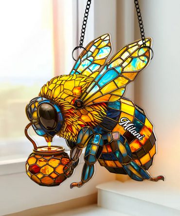 Bee Suncatcher Ornament Personalized Gifts for Bee Lovers