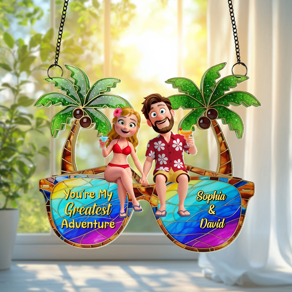 Personalized Gifts For Couple Suncatcher Ornament, Tropical Vacation - Image 3