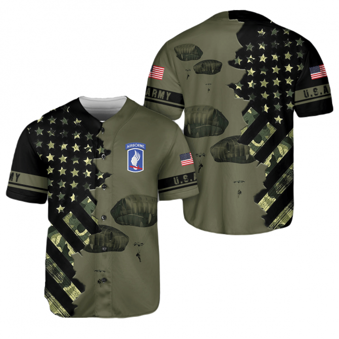 U.S. Army Airborne Baseball Jersey – Patriotic Stars & Stripes Design, Perfect Gift For Veterans & Military Fans