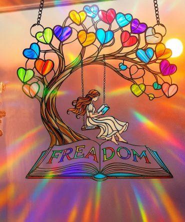 Reading Girl Suncatcher Ornament Personalized Gifts for Book Lovers