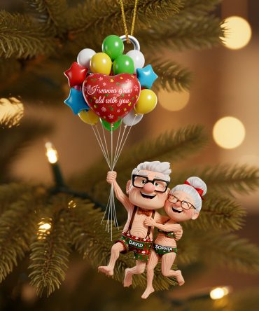 Old Couple Christmas Ornament, Personalized Gifts For Couple