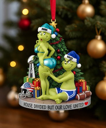 Green Monster Couple - House Divided Ornament - Personalized Christmas Gifts