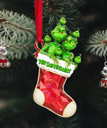 Green Monster Family Tree Ornament - Personalized Gifts For Family