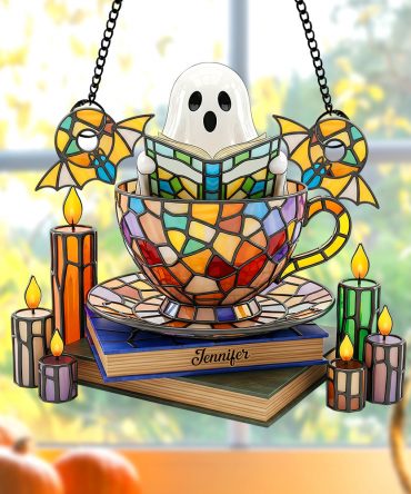 Ghost Tea Cup Suncatcher Ornament – Personalized Gifts For Book Lovers