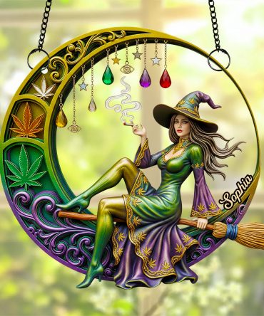 Chill Broom Girl Suncatcher Ornament Personalized Gifts for Fantasy Lovers