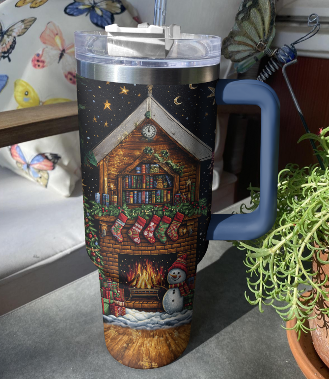 2000s Festive Throwback Christmas Custom Stanley Quencher 40oz Stainless Steel Tumbler With Handle - Image 2