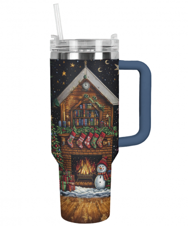 2000s Festive Throwback Christmas Custom Stanley Quencher 40oz Stainless Steel Tumbler With Handle