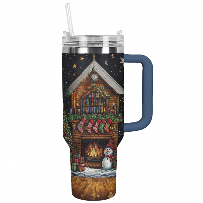 2000s Festive Throwback Christmas Custom Stanley Quencher 40oz Stainless Steel Tumbler With Handle