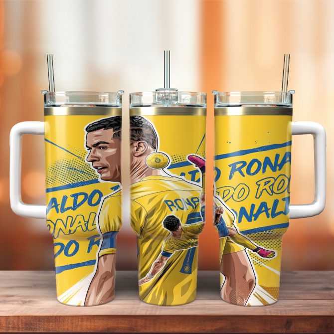 Cristiano Ronaldo CR7 Sports  Custom Stanley Quencher 40oz Stainless Steel Tumbler With Handle