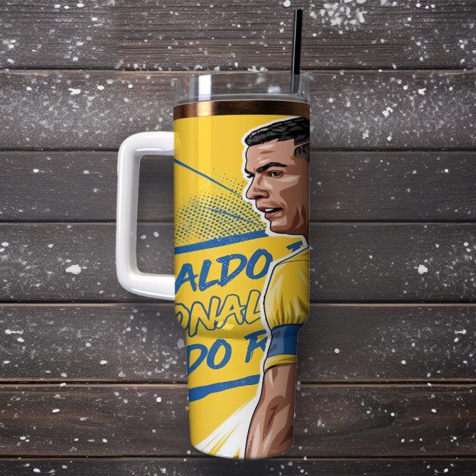 Cristiano Ronaldo CR7 Sports  Custom Stanley Quencher 40oz Stainless Steel Tumbler With Handle - Image 3