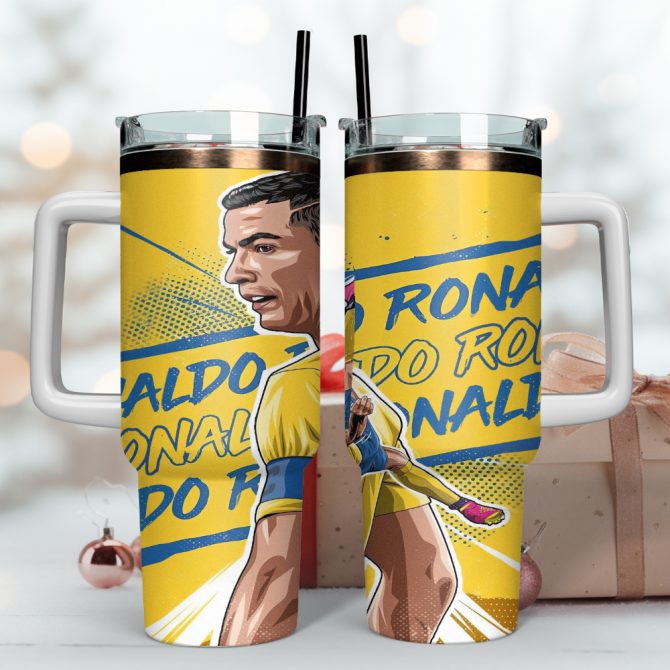 Cristiano Ronaldo CR7 Sports  Custom Stanley Quencher 40oz Stainless Steel Tumbler With Handle - Image 4