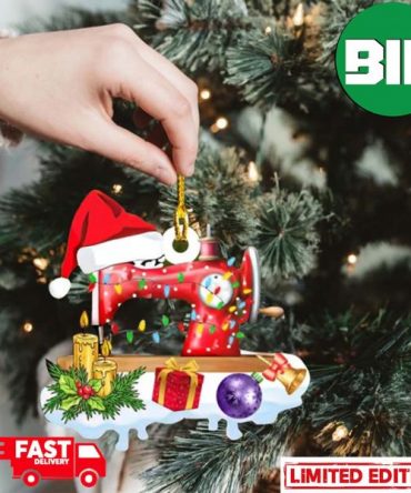 2D Christmas Tree Decorations 2023 Sewing Machine Santa Hat Christmas Ornament