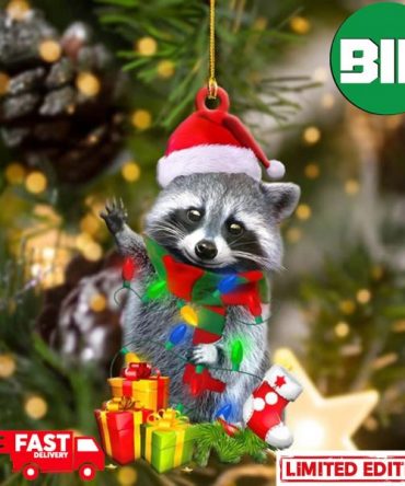 2D Cute Christmas Cute Raccoon Xmas Tree Decorations Ornament