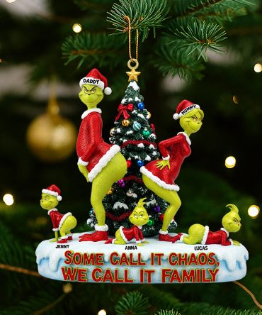 Funny Green Monster Family Personalized Gifts For Family Christmas Ornament