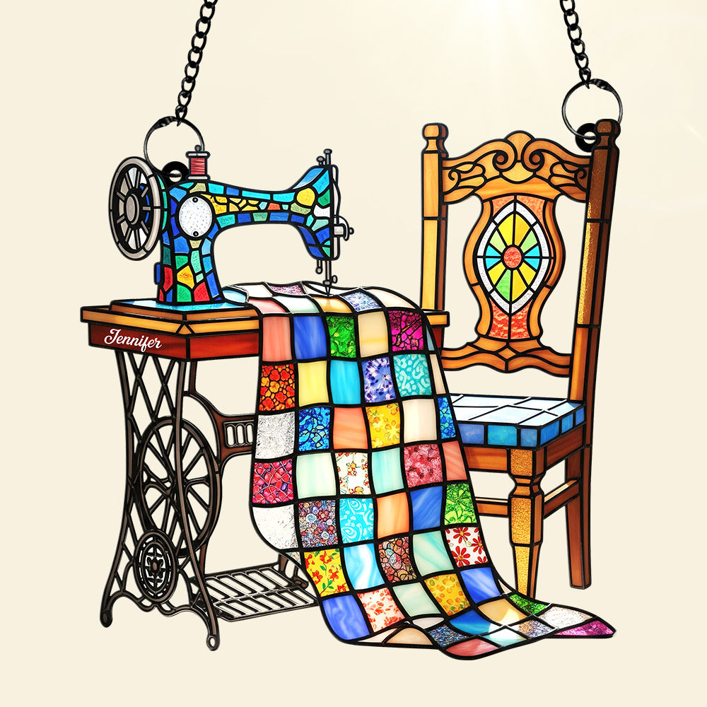 Vintage Sewing Machine Suncatcher Ornament – Personalized Gifts For Sewing Lovers - Image 3