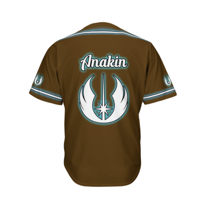Skywalker Custom Brown Baseball Jersey – Neon Glow, Stylish & Unique Design - Image 2