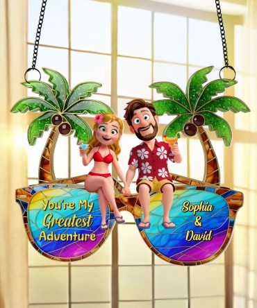 Personalized Gifts For Couple Suncatcher Ornament, Tropical Vacation