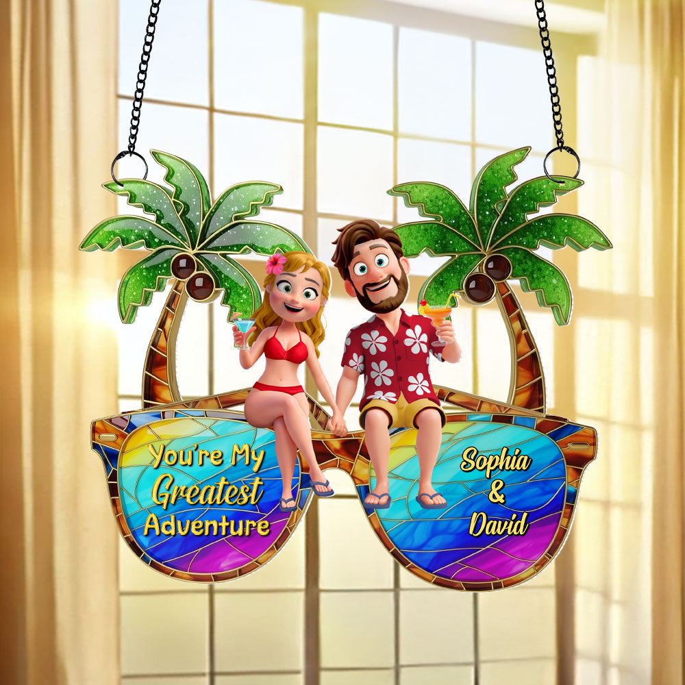 Personalized Gifts For Couple Suncatcher Ornament, Tropical Vacation