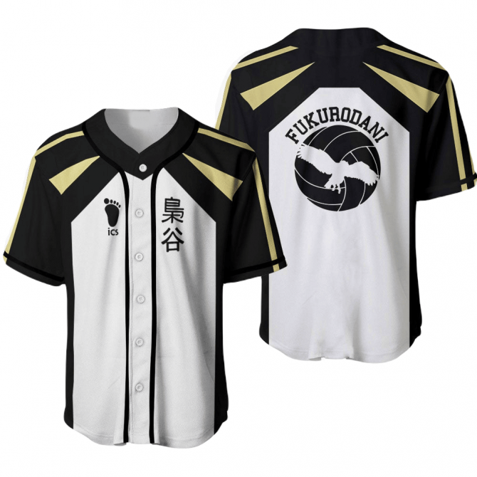 Stylish Fukurodani Volleyball Jersey - Black & White Anime-Inspired Sportswear