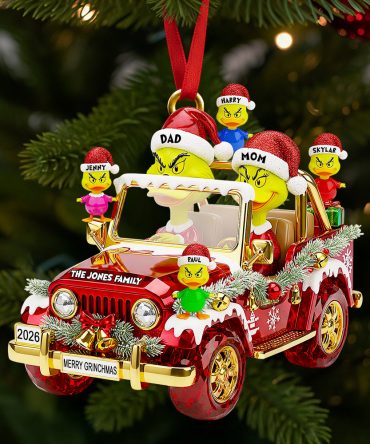 Quirky Family On Off-road Car Ornament - Personalized Christmas Gifts For Family