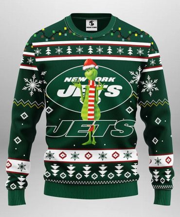 New York Jets Funny Grinch Ugly Christmas Sweater