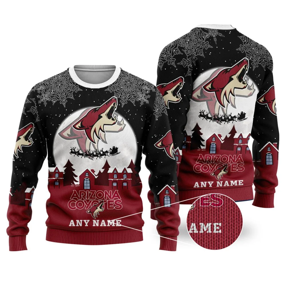 NHL Arizona Coyotes Personalized Name Christmas Ugly Sweater Design ST2306