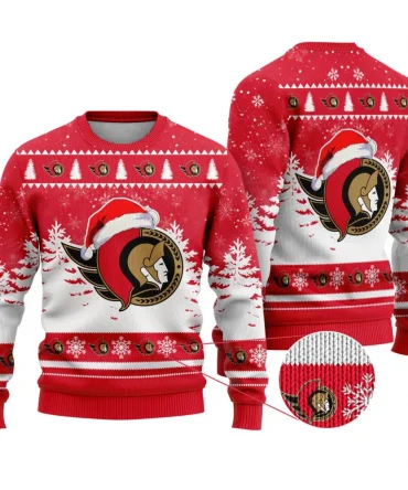NHL Ottawa Senators Personalized Name Christmas Design Ugly Sweater ST2301