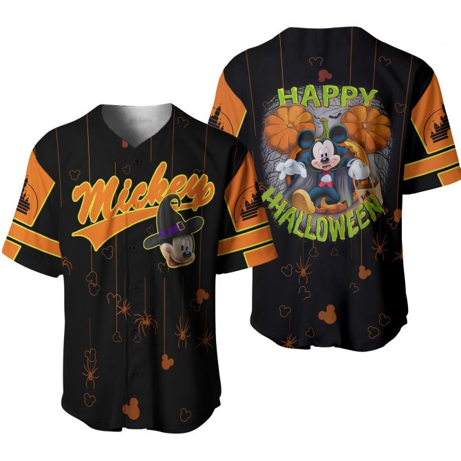 Spooky Mickey Halloween Baseball Jersey - Festive Disney Style Shirt For Holiday Fun!
