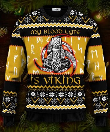 My Blood Type Is Viking Ugly Christmas Sweater