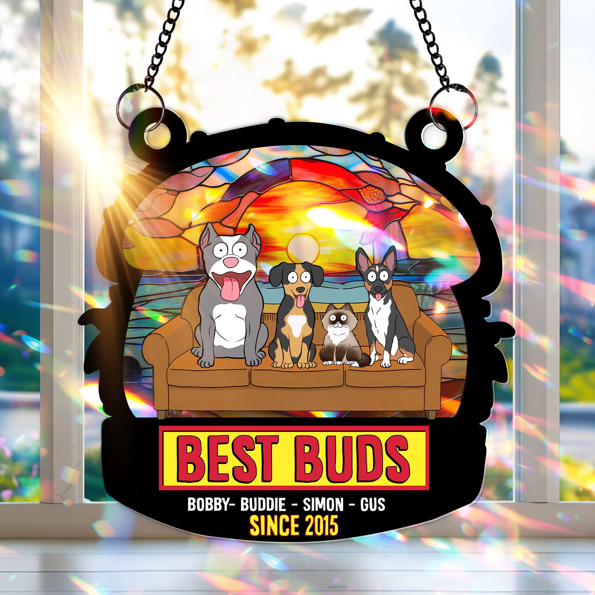 Best Buds Suncatcher Ornament – Personalized Christmas Gift For Pet Lovers