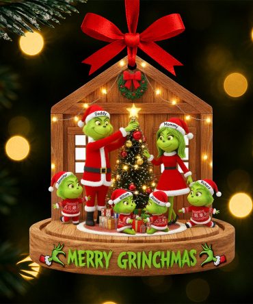 Fun Green Family Christmas Ornament, Personalized Gifts For Family