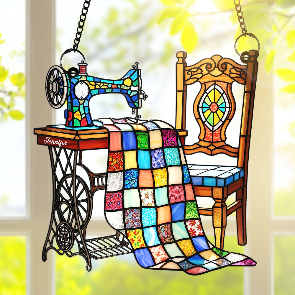 Vintage Sewing Machine Suncatcher Ornament – Personalized Gifts For Sewing Lovers