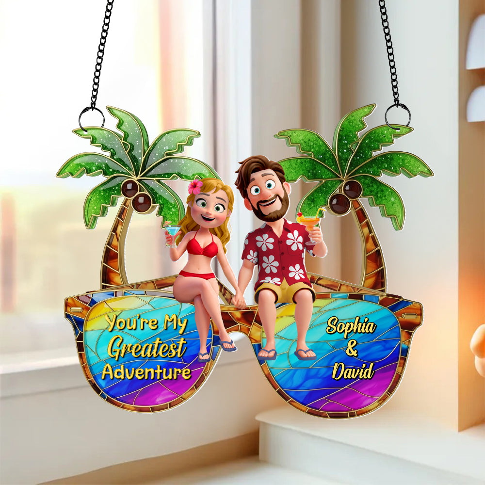 Personalized Gifts For Couple Suncatcher Ornament, Tropical Vacation - Image 2
