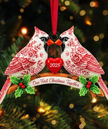 Couple Cardinal Toile de Jouy Ornament - Personalized Gifts For Couple