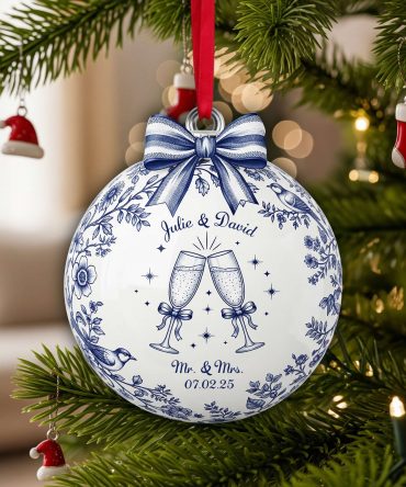 Happily Engaged Couple Ornament - Personalized Christmas Gifts For Couples