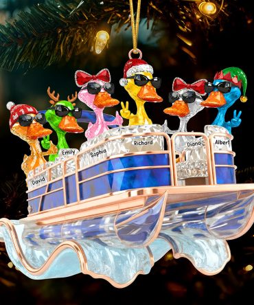Fun Duck Pontoon Trip Ornament, Personalized Gifts For Pontoon Lovers
