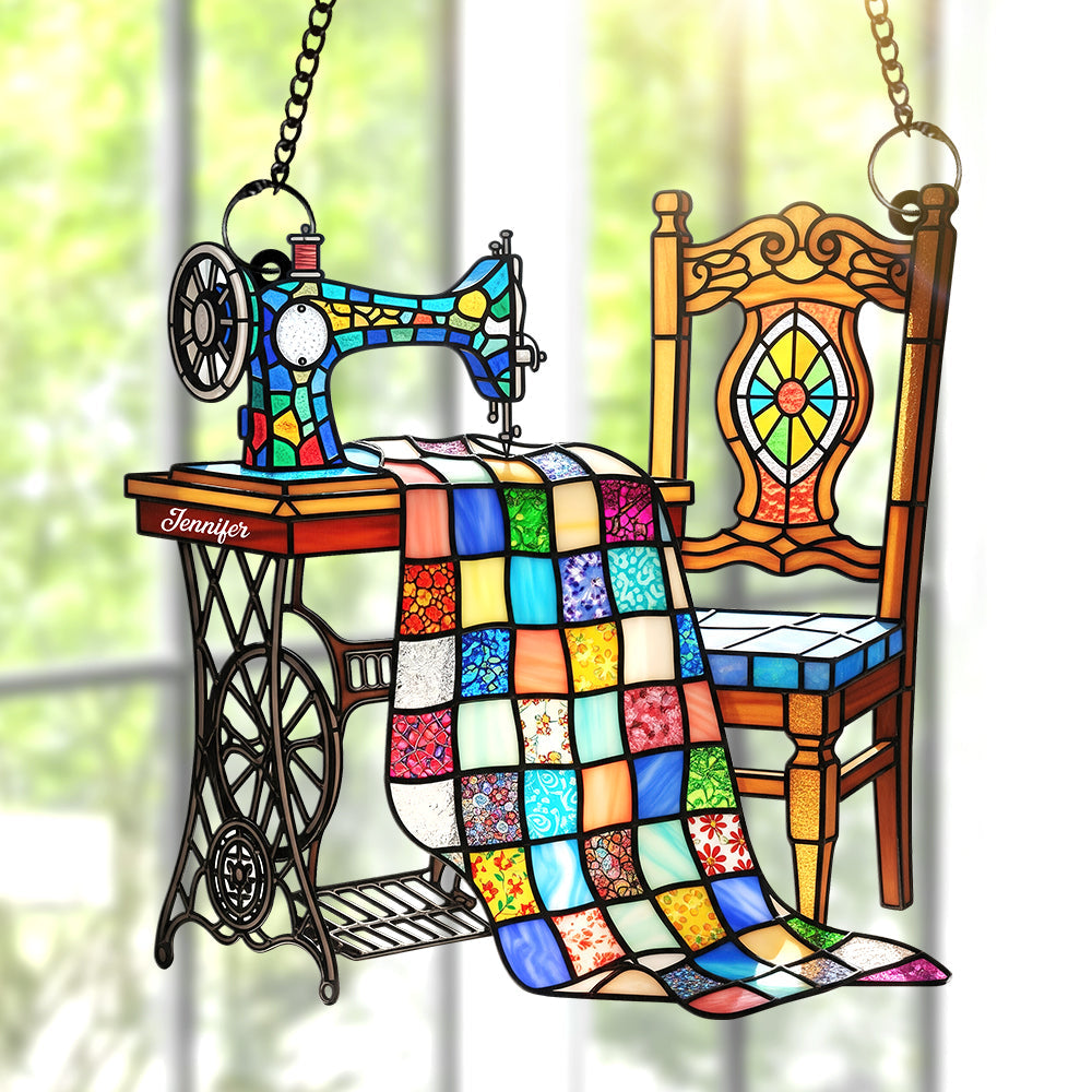 Vintage Sewing Machine Suncatcher Ornament – Personalized Gifts For Sewing Lovers - Image 2