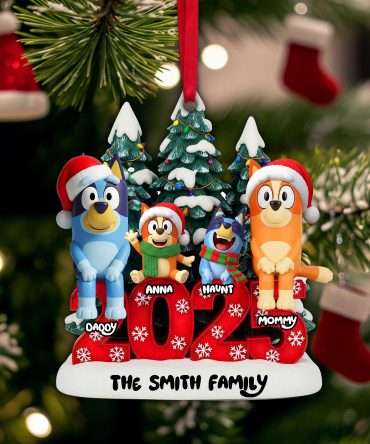Joyful Puppy Family Ornament - Personalized Christmas Gifts For Family