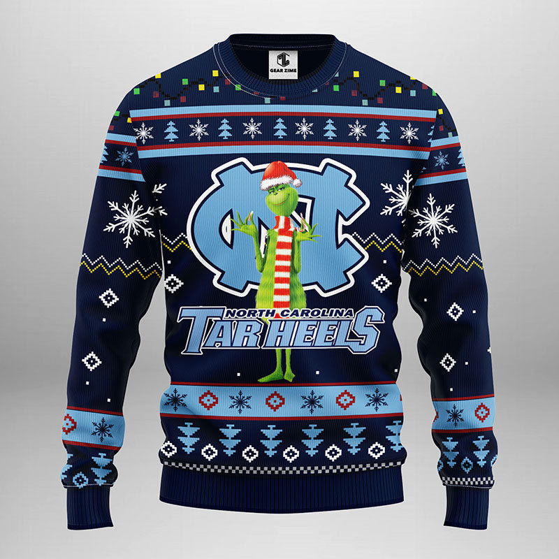 North Carolina Tar Heels Funny Grinch Ugly Christmas Sweater