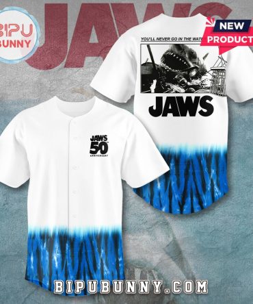 50th Anniversary Of Jaws White Baseball Jersey