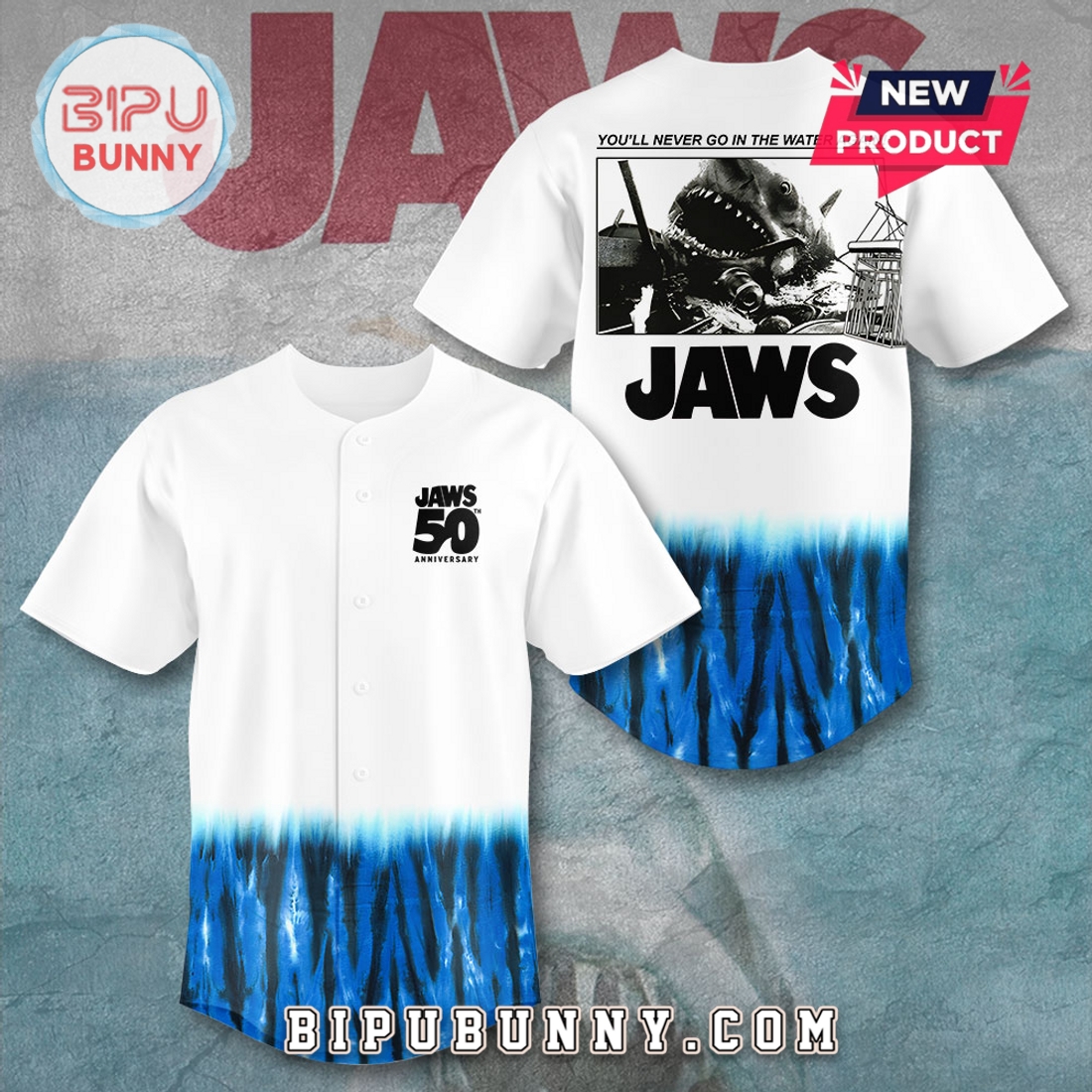 50th Anniversary Of Jaws White Baseball Jersey