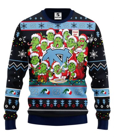 North Carolina Tar Heels 12 Grinch Xmas Day Ugly Christmas Sweater