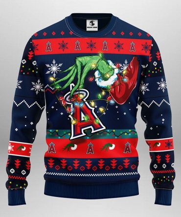 Los Angeles Angels Grinch Ugly Christmas Sweater, Grinch Xmas Sweater