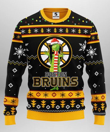 Boston Bruins Funny Grinch Ugly Christmas Sweater, Grinch Xmas Sweater