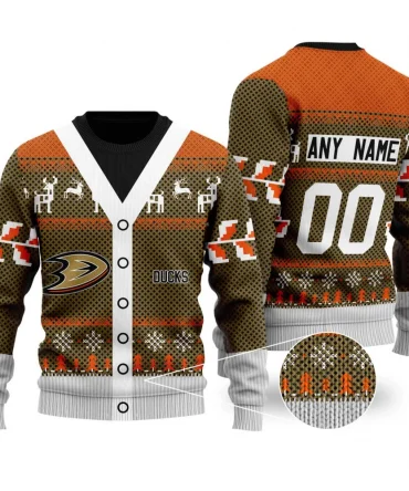 NHL Anaheim Ducks | Personalized Name &amp; Number Unisex Sweater For Christmas Season