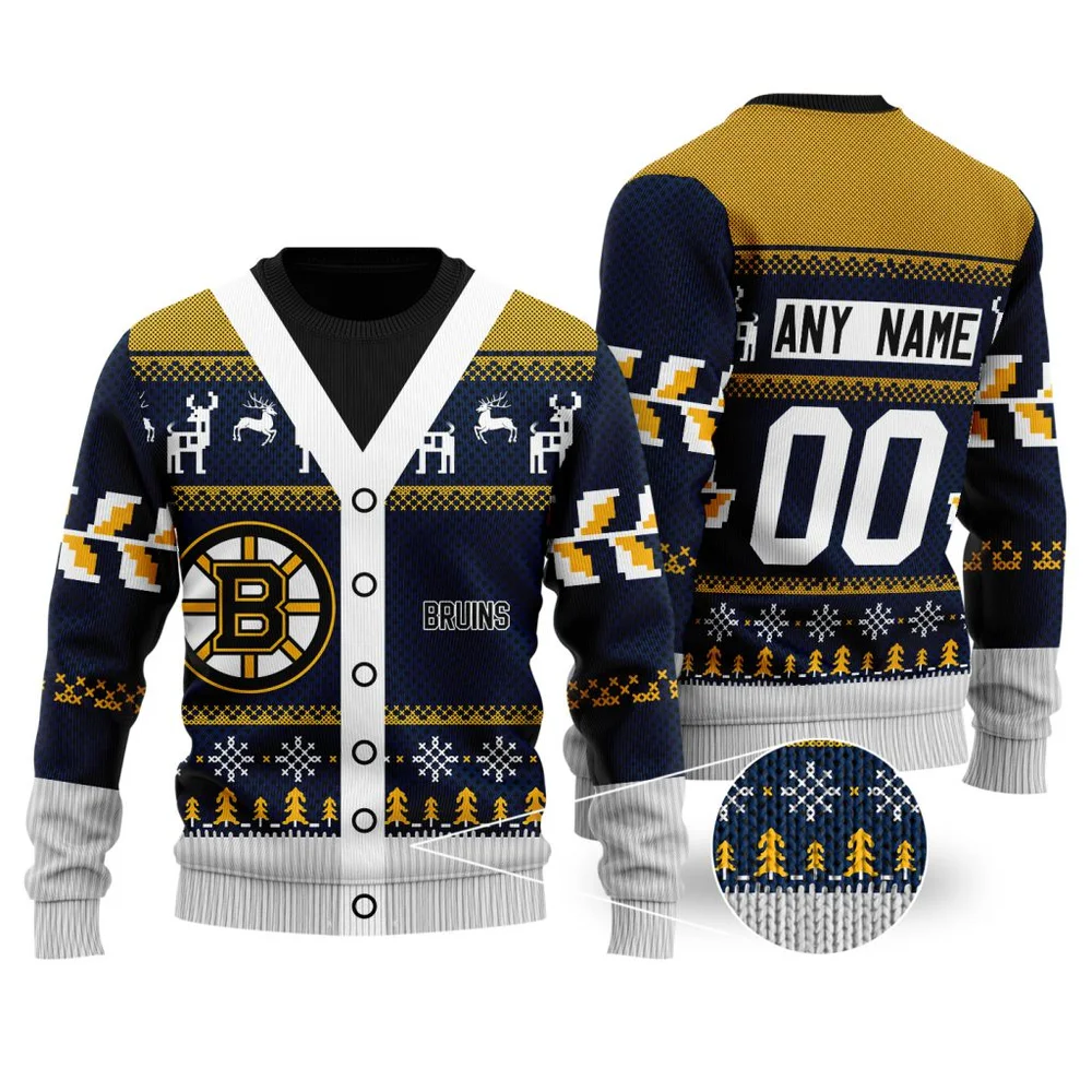 NHL Boston Bruins Personalized Name & Number Unisex Sweater For Christmas Season